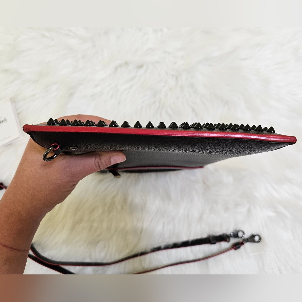 Christian Louboutin Handbag Trick Track Small Spike Studs Black Clutch 3way Bag - Picture 9 of 17
